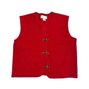 TALLY HO 100% Wool Vintage Retro Red Vest Womens Large